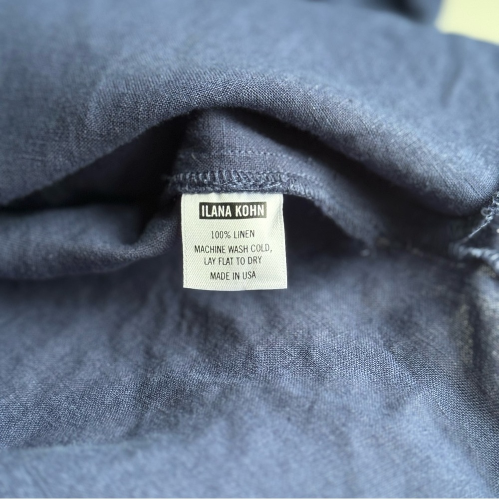 Ilana Kohn 100% Linen Made in USA Shirt Size S Blue with Pink Accents Jacket - Picture 4 of 15